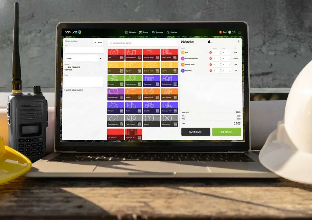L’application Sanisoft sur un ordinateur portable