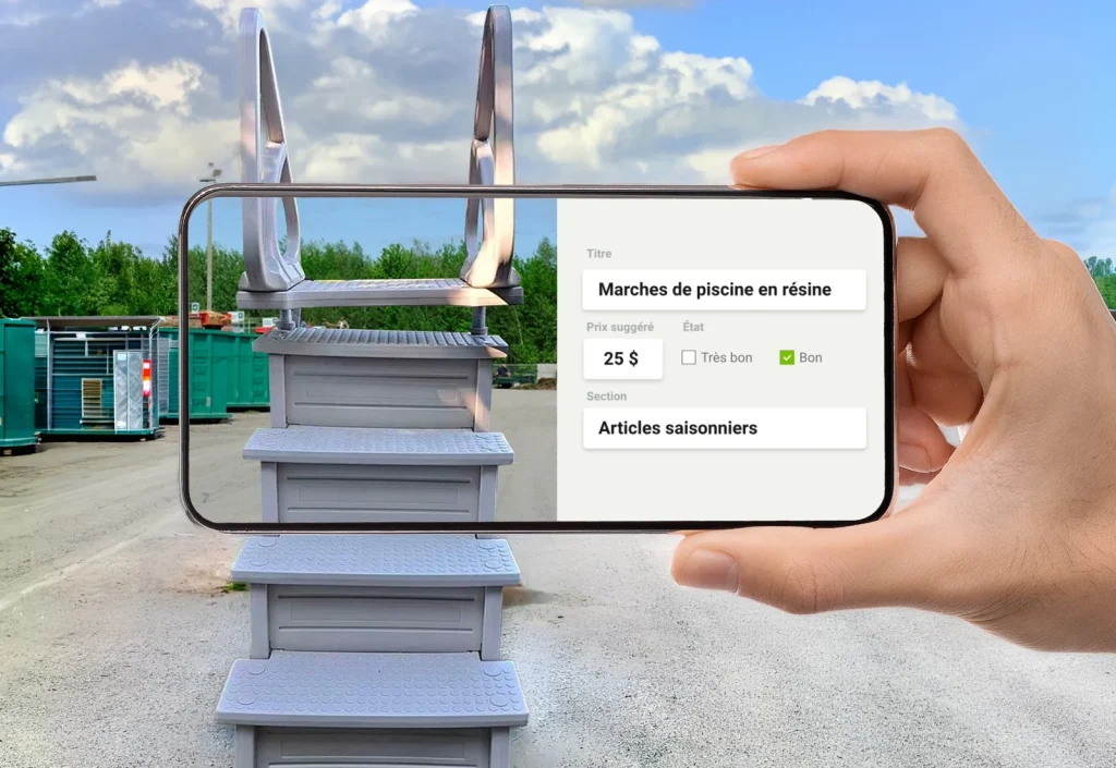 Consultation des articles de réemploi sur un téléphone